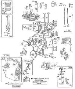 Cyl, Piston, Oil Fill,crnkcse Diagram and Parts List for 132431-0267-XX  Briggs and Stratton Engine